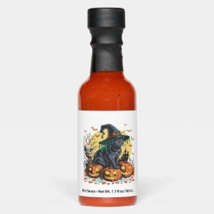 Black Cat Witch Scary Halloween Pumpkin Oversized  Hot Sauces