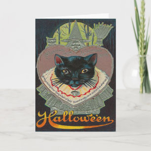 Black Cat Witch Witching Hour Full Moon Card