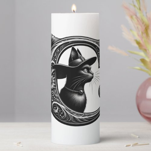 Black Cat Witch Witchy Letter C Custom Initial  Pillar Candle