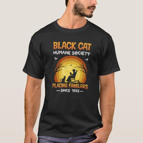 Black Cat Witches Familiar Adoption Rescue Magick T_Shirt