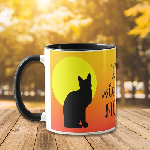Black Cat Witching Hour Halloween Mug