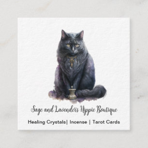 Black Cat Witch's Familiar Square Business Card