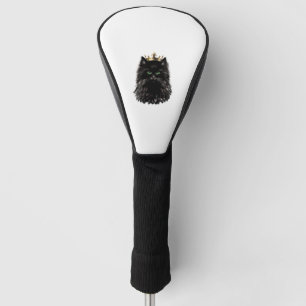 Black Cat with a Crown DIgital Art Golf Head Cover