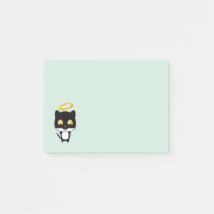 Black Cat With A Golden Halo Cute Cartoon Drawing Post-it Notes