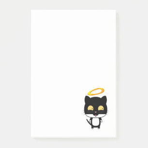 Black Cat With A Golden Halo Cute Cartoon Drawing Post-it Notes