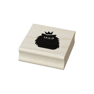 Black Cat  with a princess crown Rubber Stamp