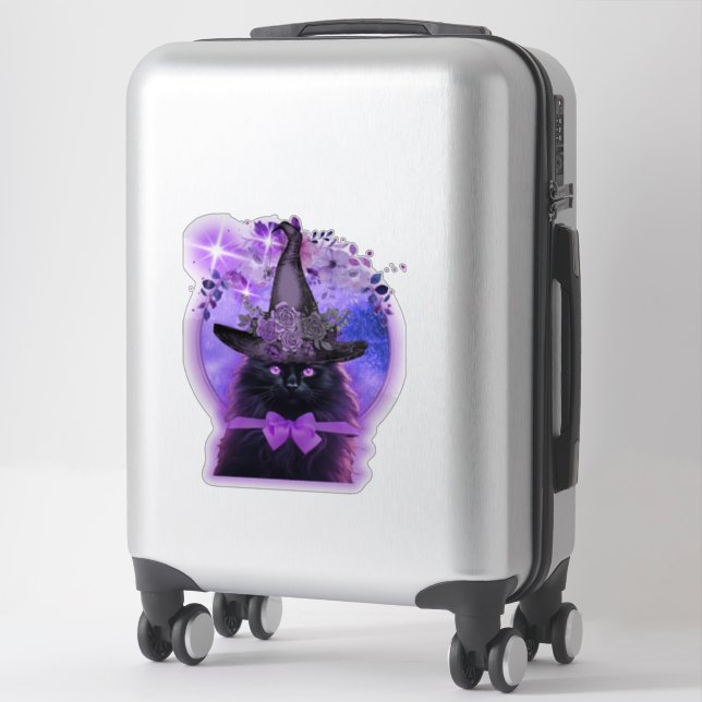 Black cat with a purple aura sticker (Suitcase)
