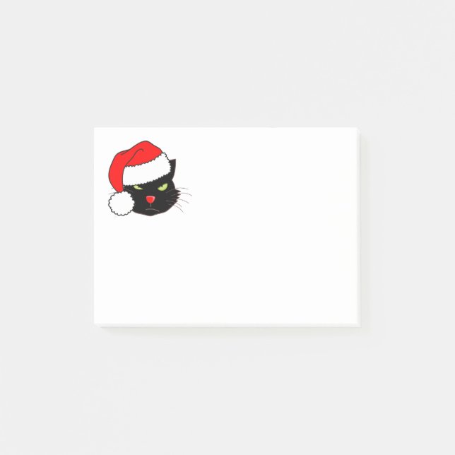 Black Cat with a Santa Hat Post-it Notes (Front)