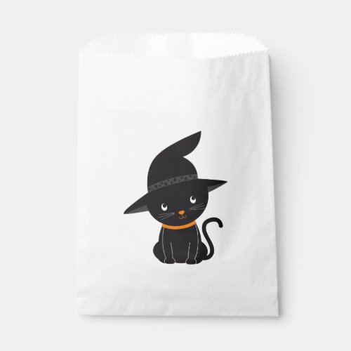 Black Cat With A Witch Hat Halloween Favor Bag