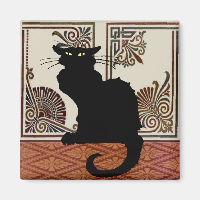 Black Cat With Art Screen Magnet (Front)