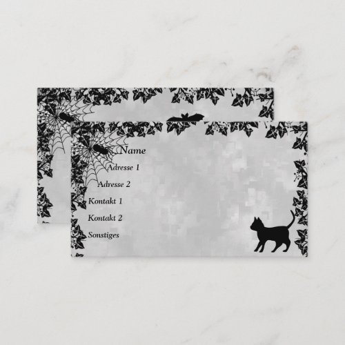 Black Cat with Bat and Spider Business Card