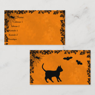 Black Cat with Bat and Spider Business Card