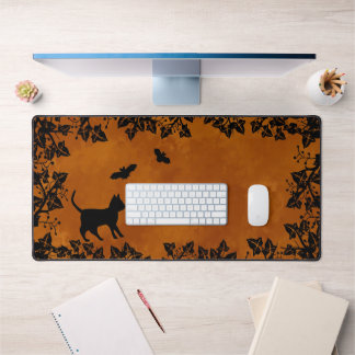 Black Cat with Bat Desk Mat