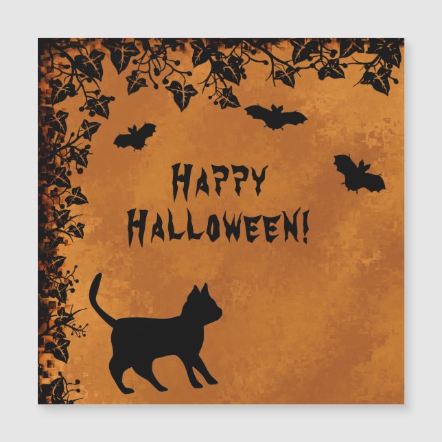 Black Cat with Bat , Happy Halloween (Front)