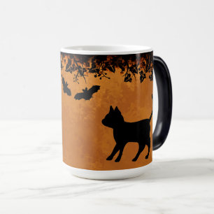Black Cat with Bat , Happy Halloween Color Morph Mug