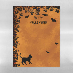 Black Cat with Bat , Happy Halloween Magnetic Dry Erase Sheet