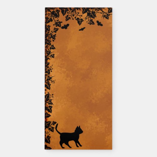 Black Cat with Bat  Happy Halloween Magnetic Notepad