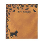 Black Cat with Bat , Happy Halloween Notepad