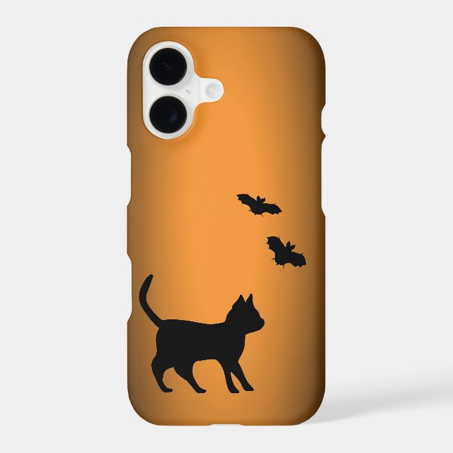 Black Cat with Bat iPhone Case (Back)