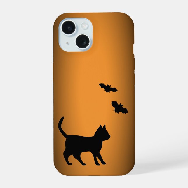 Black Cat with Bat Iphone Case (Back)