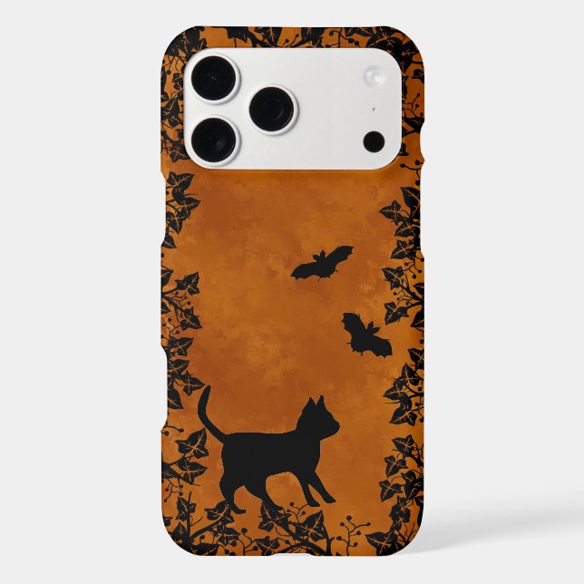 Black Cat with Bat Iphone Case (Back)