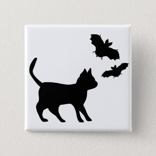 Black Cat with Bat Pinback Button