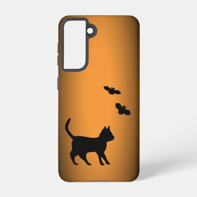 Black Cat with Bat Samsung Galaxy Case (Back)