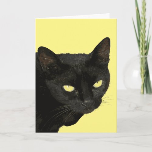 Black Cat With Beautiful Yellow Eyes Vector Art  Card