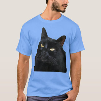 Black Cat With Beautiful Yellow Eyes Vector Art Cu T-Shirt