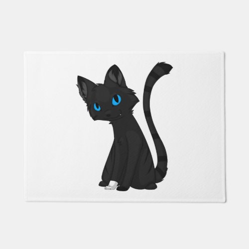 BLACK CAT WITH BLUE EYES DOORMAT