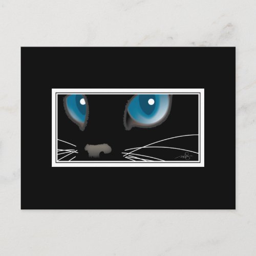 Black Cat with Blue Eyes Postcard