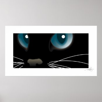 Black Cat With Blue Eyes Poster by ArtDivination at Zazzle