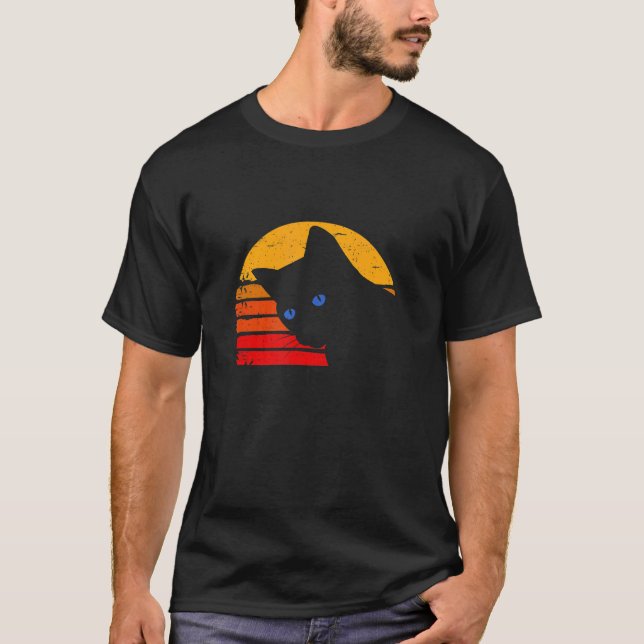 Black Cat with Blue Eyes T-Shirt (Front)