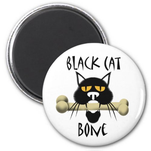 Black Cat With Bone Magnet