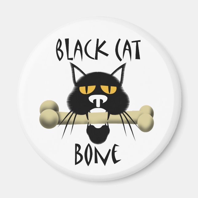 Black Cat With Bone Magnet (Front)