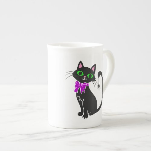 Black cat with bow tie _ Choose background color Bone China Mug