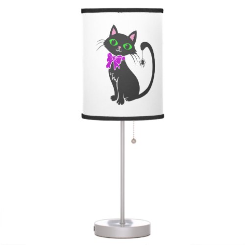 Black cat with bow tie _ Choose background color Table Lamp