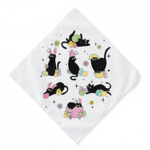 Black Cat with Bunny Eggs Bandana