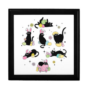Black Cat with Bunny Eggs Gift Box
