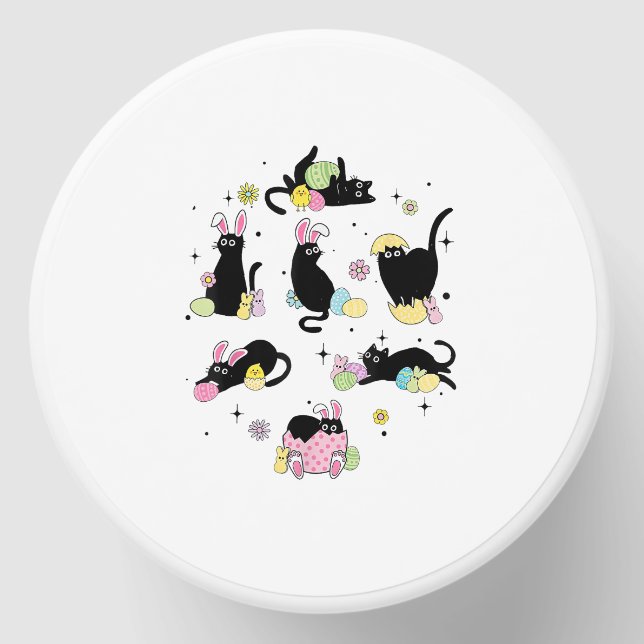 Black Cat with Bunny Eggs Happy Easter Day Matchin Mini Candle Favors (Front)