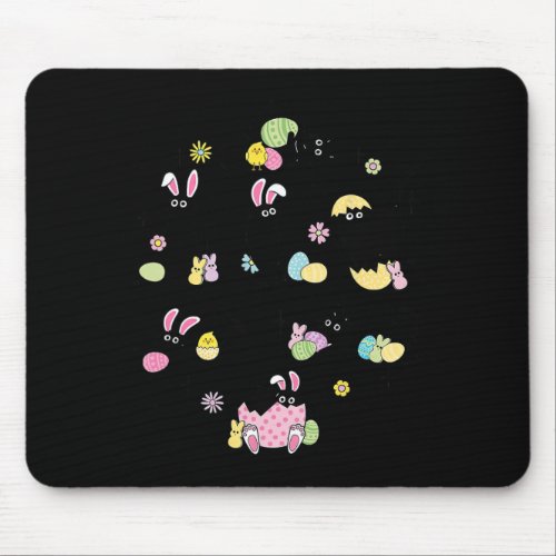 Black Cat With Bunny Eggs Happy Easter Day Matchin Mouse Pad