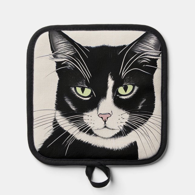 Black Cat with Cat-itude Pot Holder (Front)