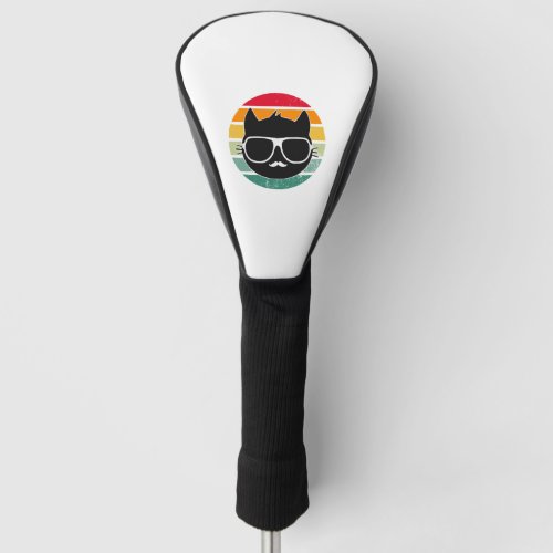 black cat with cool sunglass golf head cover