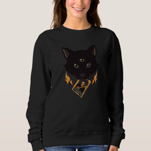 Black Cat With Death Tarot Card Reader Witch Esote Sweatshirt