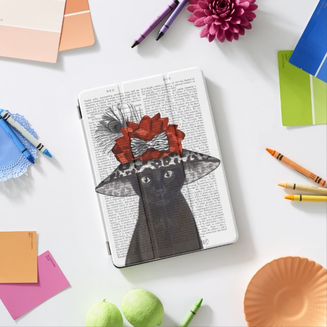Black Cat with Fabulous Hat iPad Pro Cover (Desk)