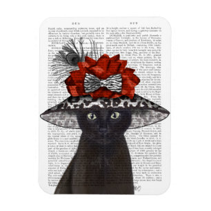 Black Cat with Fabulous Hat Magnet