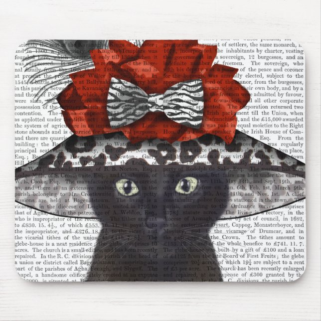 Black Cat with Fabulous Hat Mouse Pad (Front)
