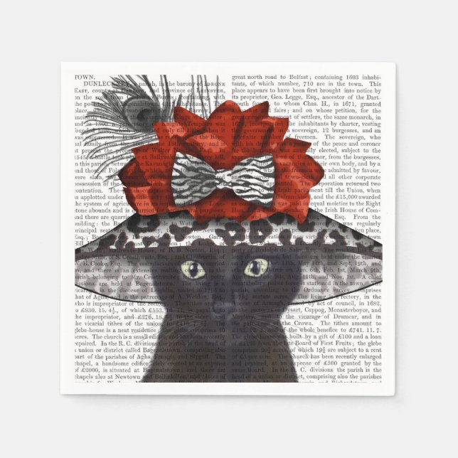 Black Cat with Fabulous Hat Napkins (Front)