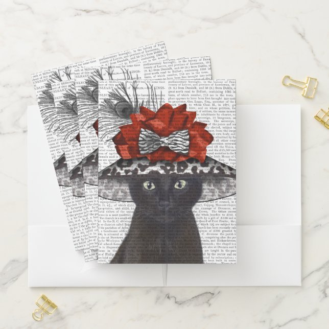 Black Cat with Fabulous Hat Pocket Folder (In Situ)