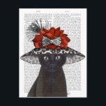 Black Cat with Fabulous Hat Postcard<br><div class="desc">Cat,  Black with Fabulous Hat by FabFunky. Features a black cat wearing a fabulous hat. | 191392D</div>
